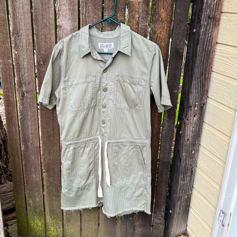 Lucky Brand Drawstring Dress In Sage Fray Sz M